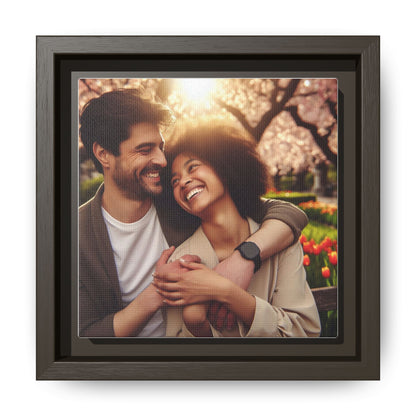 Framed Matte Canvas Print — Romantic Couple Photo Wall Art (Square)