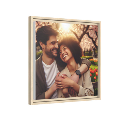 Framed Matte Canvas Print — Romantic Couple Photo Wall Art (Square)