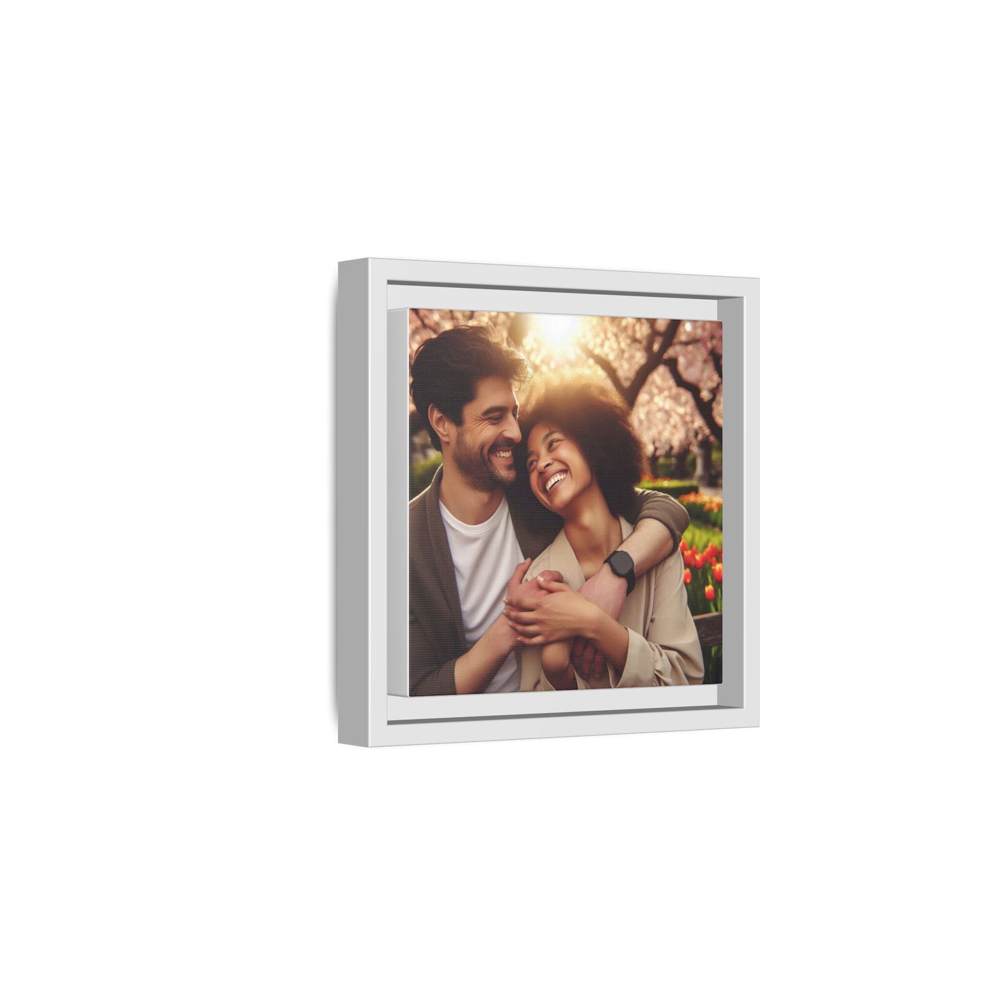 Framed Matte Canvas Print — Romantic Couple Photo Wall Art (Square)