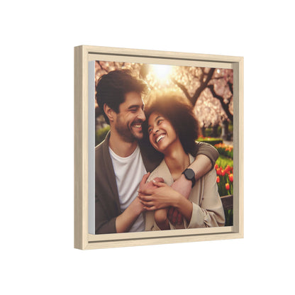 Framed Matte Canvas Print — Romantic Couple Photo Wall Art (Square)