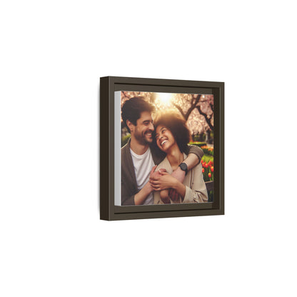 Framed Matte Canvas Print — Romantic Couple Photo Wall Art (Square)