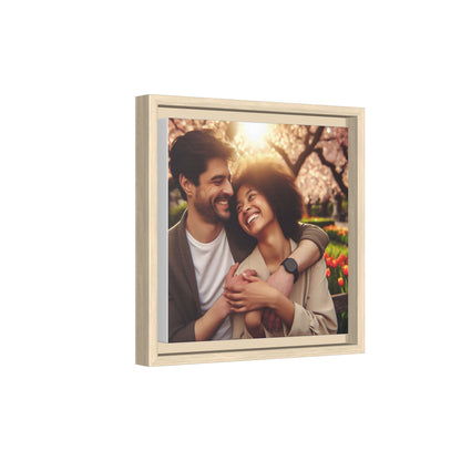Framed Matte Canvas Print — Romantic Couple Photo Wall Art (Square)