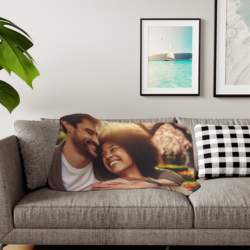Personalized Photo Sherpa Blanket — Cozy Custom Couples Throw