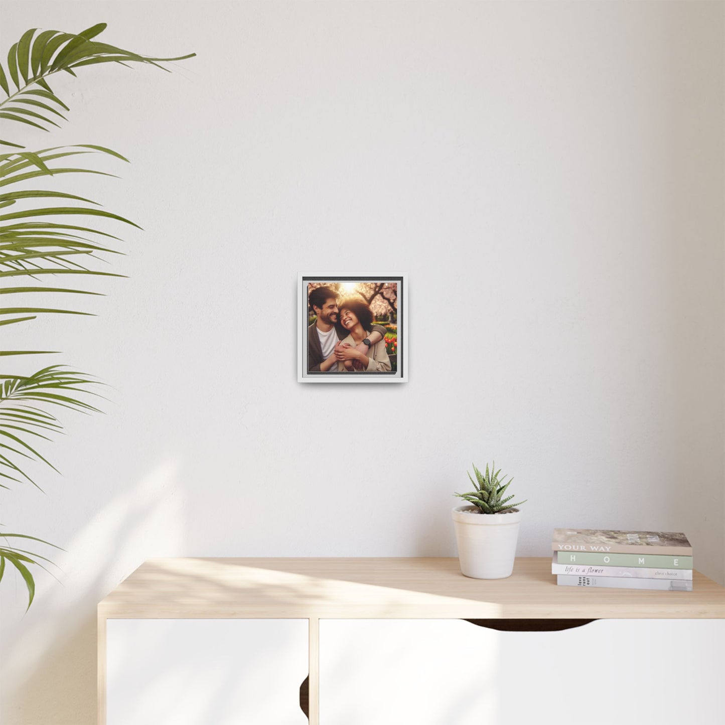 Framed Matte Canvas Print — Romantic Couple Photo Wall Art (Square)