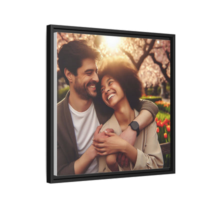 Framed Matte Canvas Print — Romantic Couple Photo Wall Art (Square)