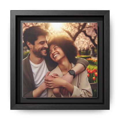 Framed Matte Canvas Print — Romantic Couple Photo Wall Art (Square)