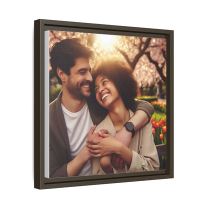 Framed Matte Canvas Print — Romantic Couple Photo Wall Art (Square)