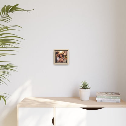 Framed Matte Canvas Print — Romantic Couple Photo Wall Art (Square)