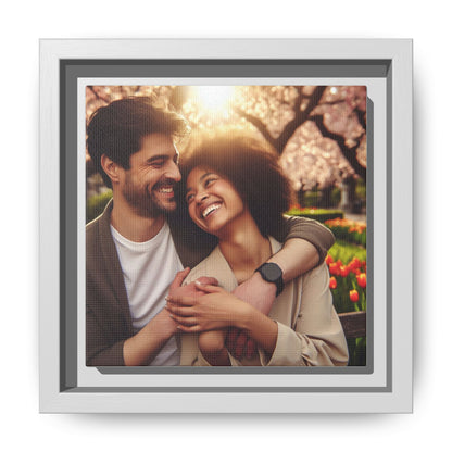Framed Matte Canvas Print — Romantic Couple Photo Wall Art (Square)