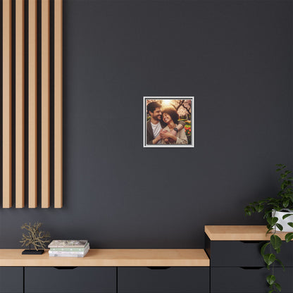 Framed Matte Canvas Print — Romantic Couple Photo Wall Art (Square)