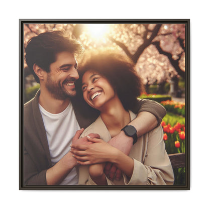Framed Matte Canvas Print — Romantic Couple Photo Wall Art (Square)