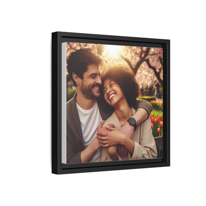Framed Matte Canvas Print — Romantic Couple Photo Wall Art (Square)