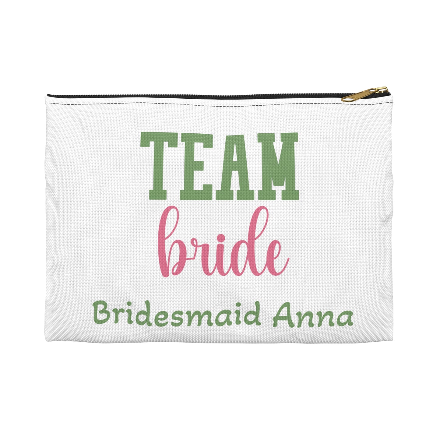 Team Bride Accessory Pouch — Personalized Bridesmaid Anna Makeup Bag