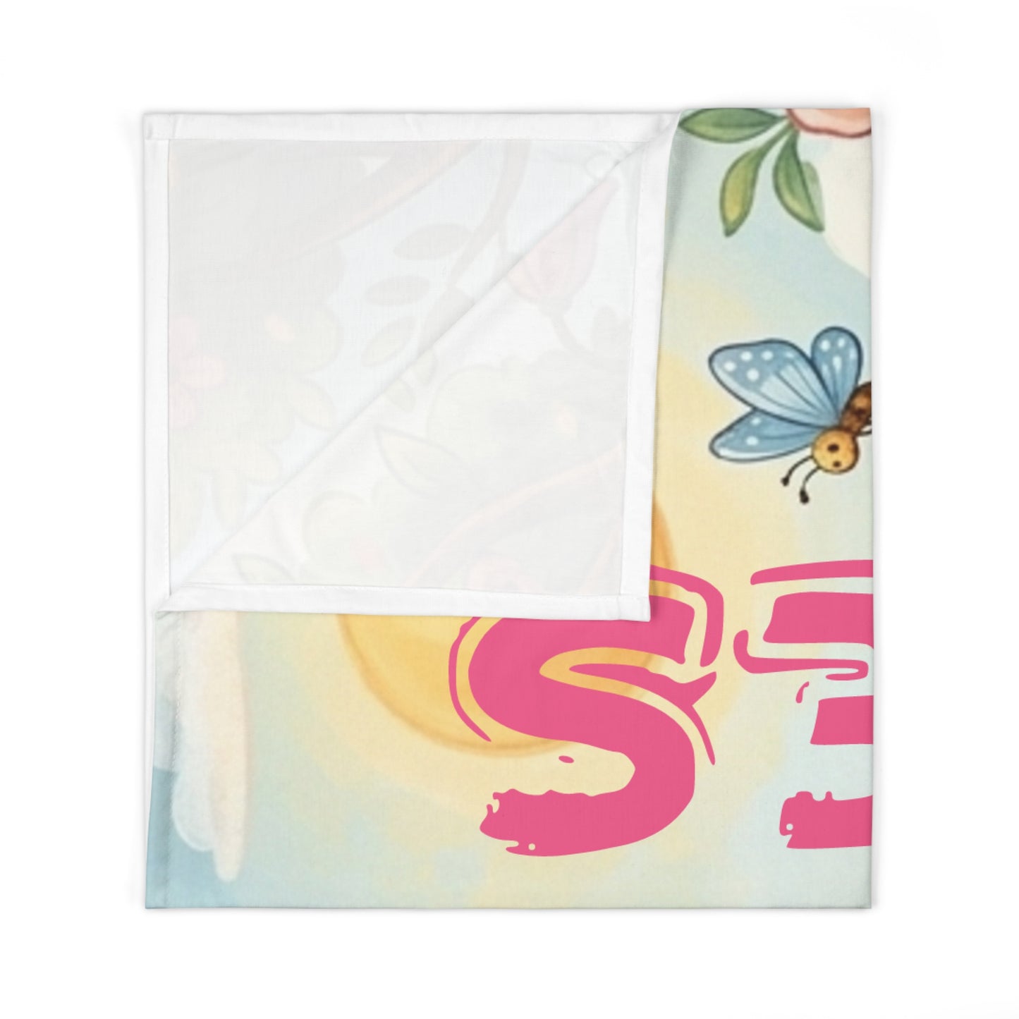 Personalized Baby Swaddle Blanket — Floral Meadow Name Swaddle (e.g., Christine Jones)