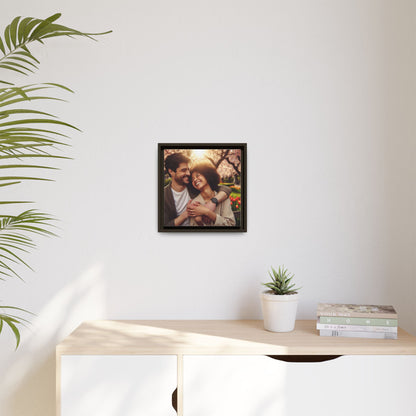 Framed Matte Canvas Print — Romantic Couple Photo Wall Art (Square)