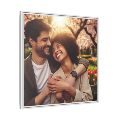 Framed Matte Canvas Print — Romantic Couple Photo Wall Art (Square)