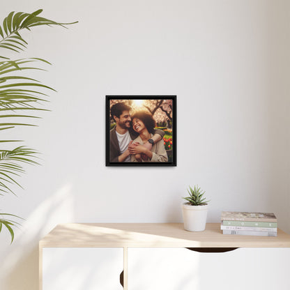 Framed Matte Canvas Print — Romantic Couple Photo Wall Art (Square)