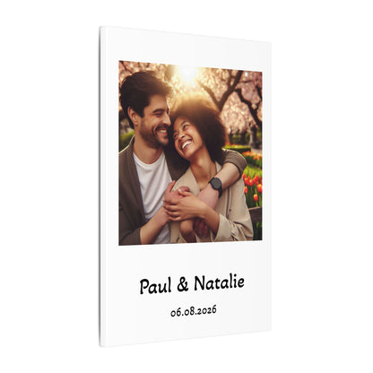 Personalized Polaroid Photo Canvas — Custom Names & Date