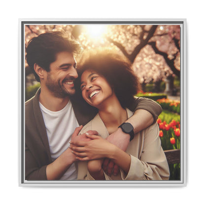 Framed Matte Canvas Print — Romantic Couple Photo Wall Art (Square)