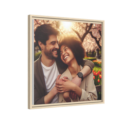 Framed Matte Canvas Print — Romantic Couple Photo Wall Art (Square)