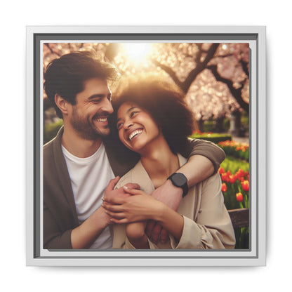 Framed Matte Canvas Print — Romantic Couple Photo Wall Art (Square)