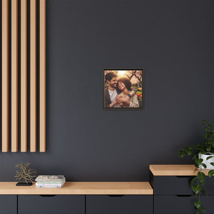 Framed Matte Canvas Print — Romantic Couple Photo Wall Art (Square)
