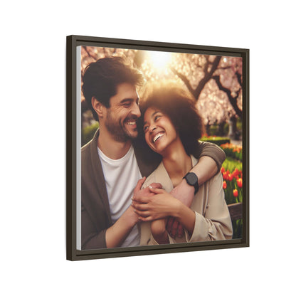 Framed Matte Canvas Print — Romantic Couple Photo Wall Art (Square)