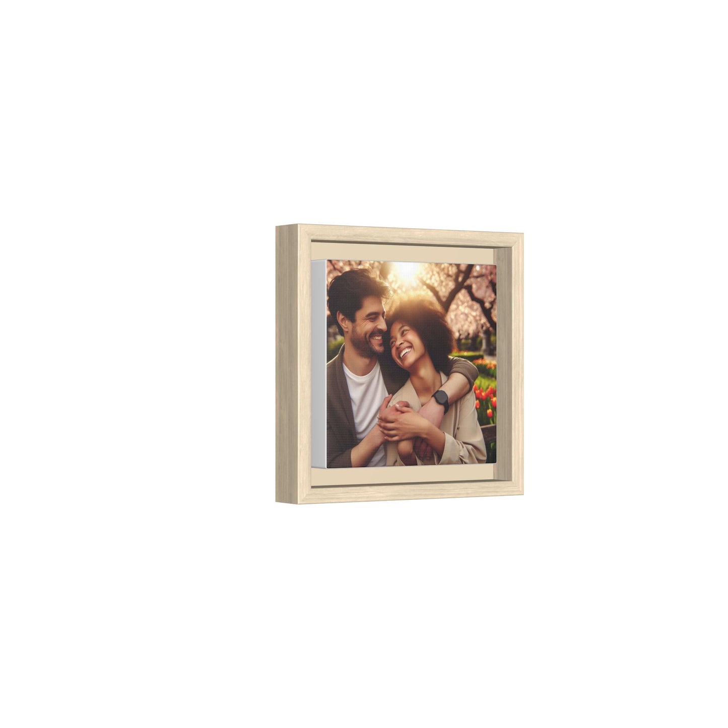 Framed Matte Canvas Print — Romantic Couple Photo Wall Art (Square)