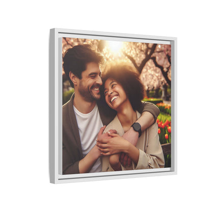 Framed Matte Canvas Print — Romantic Couple Photo Wall Art (Square)