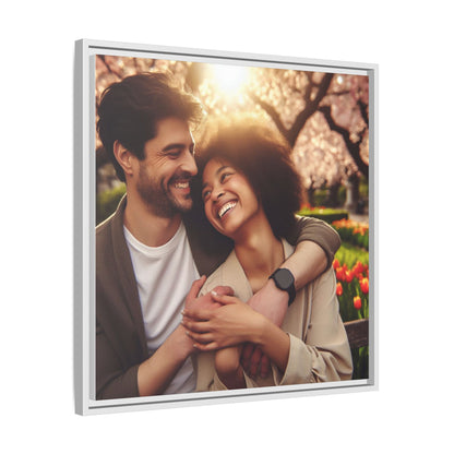 Framed Matte Canvas Print — Romantic Couple Photo Wall Art (Square)