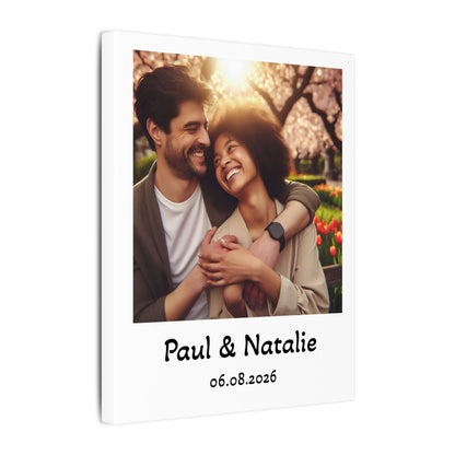 Personalized Polaroid Photo Canvas — Custom Names & Date