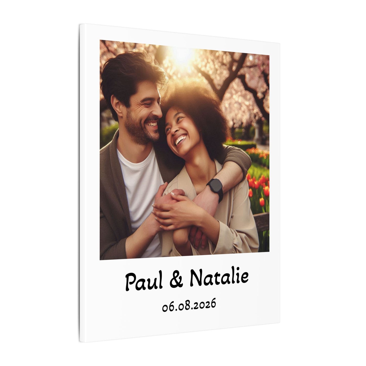 Personalized Polaroid Photo Canvas — Custom Names & Date