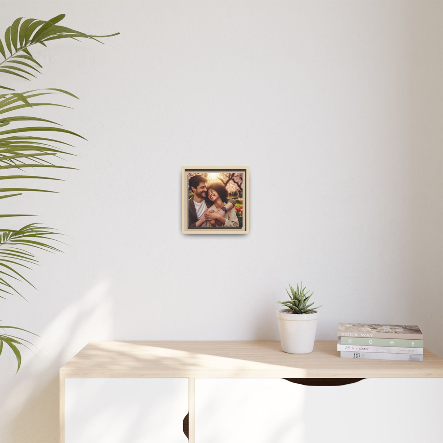 Framed Matte Canvas Print — Romantic Couple Photo Wall Art (Square)