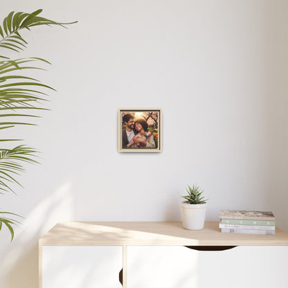Framed Matte Canvas Print — Romantic Couple Photo Wall Art (Square)