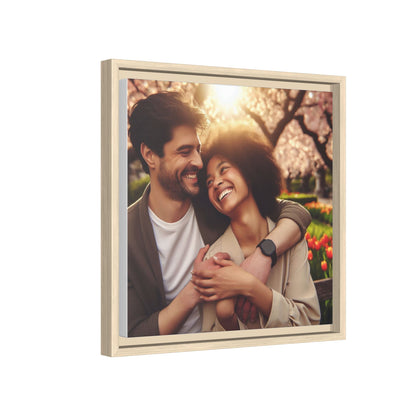 Framed Matte Canvas Print — Romantic Couple Photo Wall Art (Square)