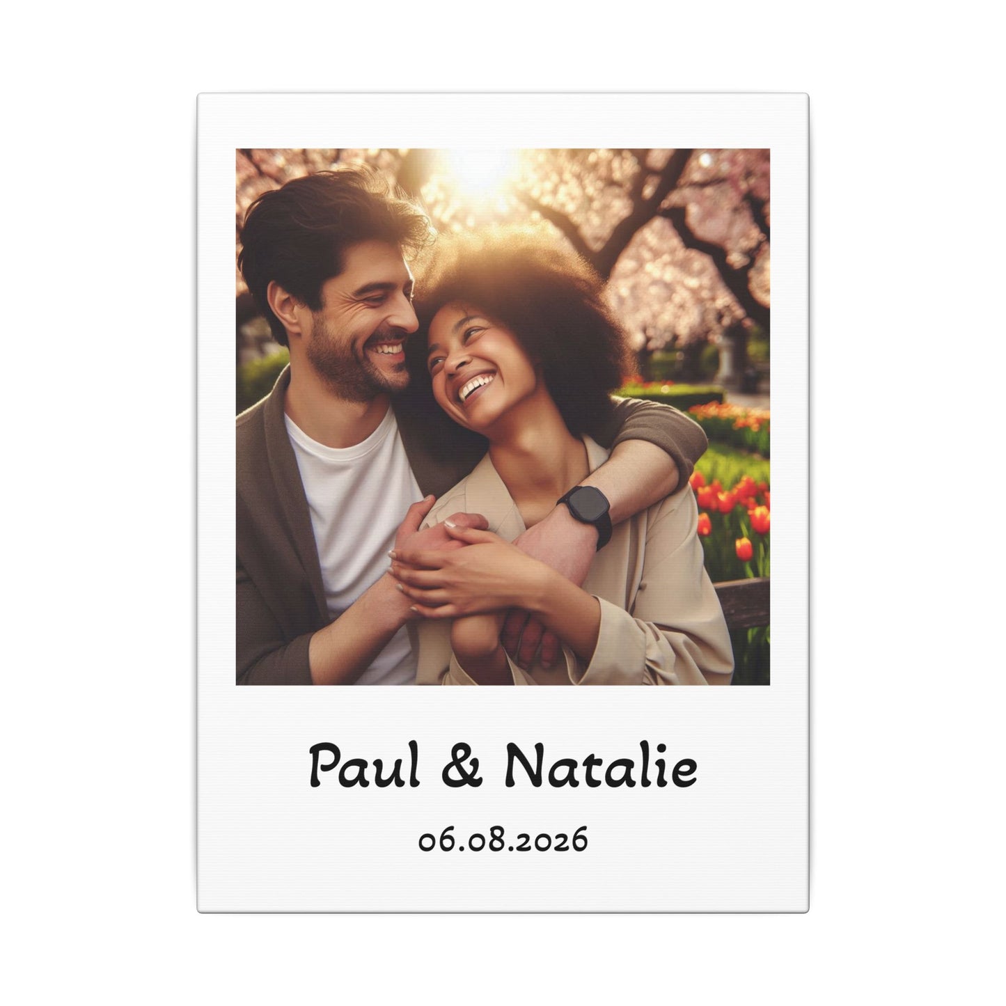 Personalized Polaroid Photo Canvas — Custom Names & Date