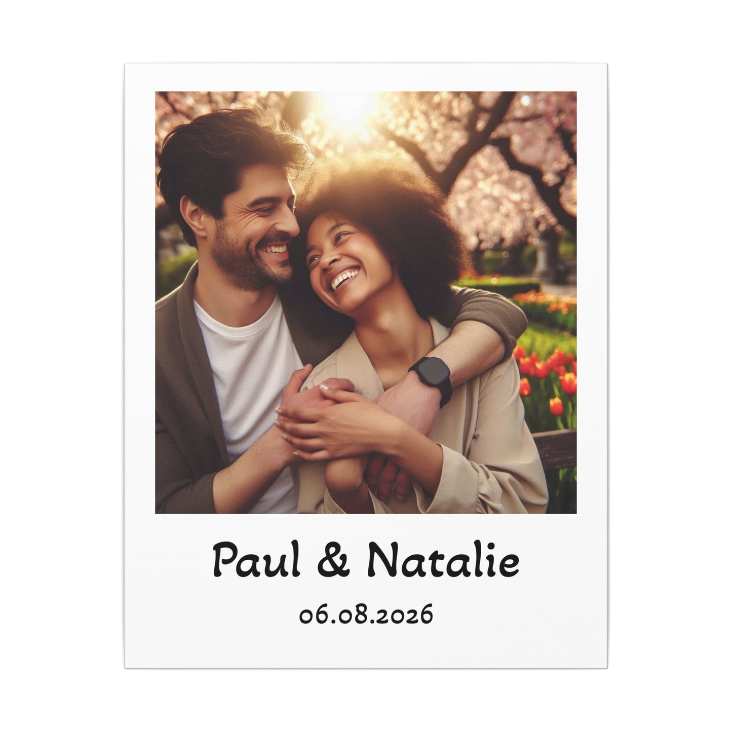 Personalized Polaroid Photo Canvas — Custom Names & Date