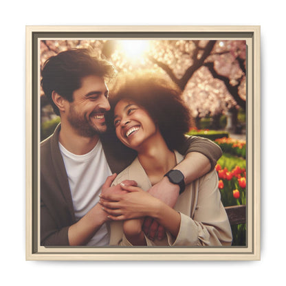 Framed Matte Canvas Print — Romantic Couple Photo Wall Art (Square)