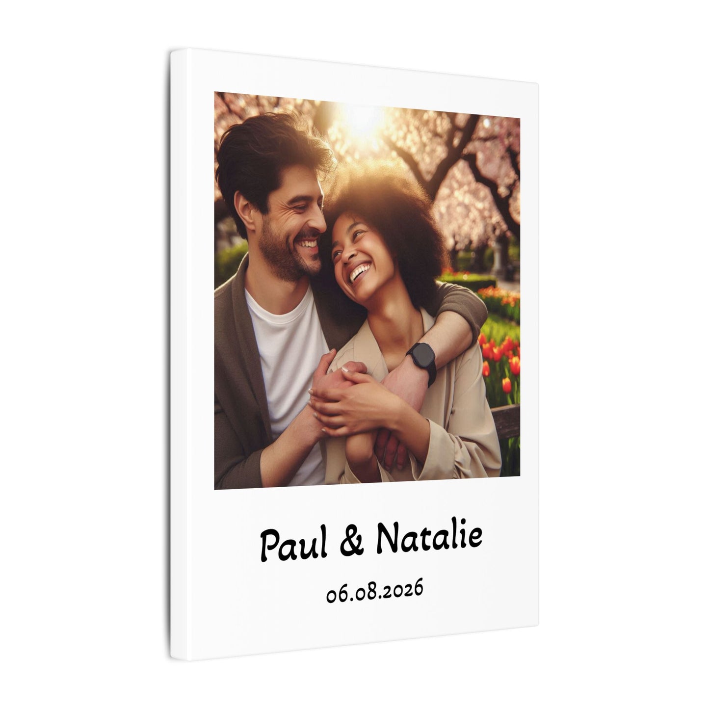 Personalized Polaroid Photo Canvas — Custom Names & Date