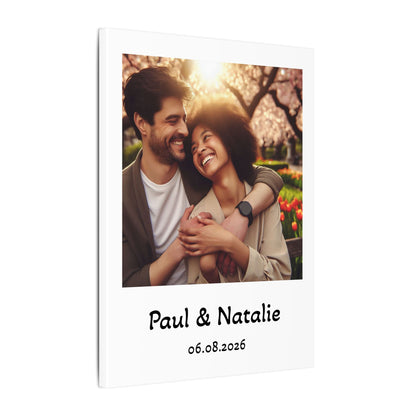 Personalized Polaroid Photo Canvas — Custom Names & Date
