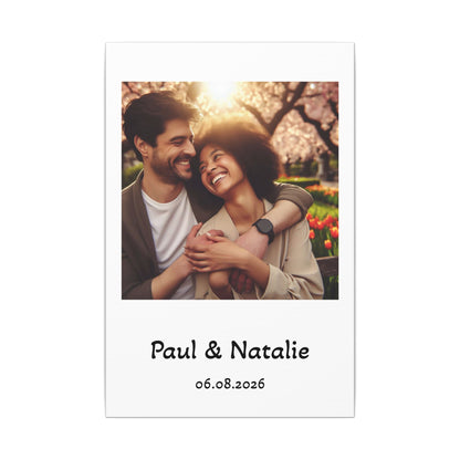 Personalized Polaroid Photo Canvas — Custom Names & Date