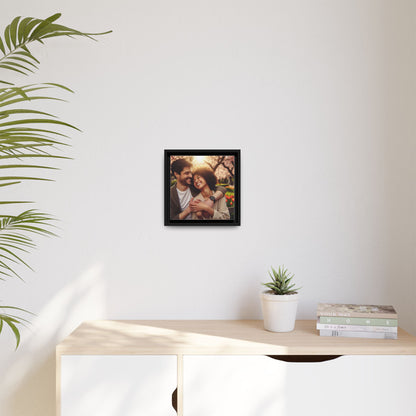 Framed Matte Canvas Print — Romantic Couple Photo Wall Art (Square)