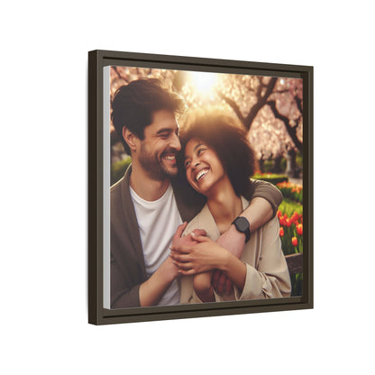 Framed Matte Canvas Print — Romantic Couple Photo Wall Art (Square)