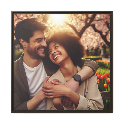 Framed Matte Canvas Print — Romantic Couple Photo Wall Art (Square)