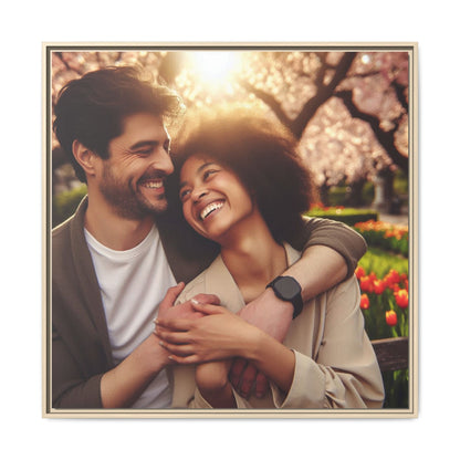 Framed Matte Canvas Print — Romantic Couple Photo Wall Art (Square)