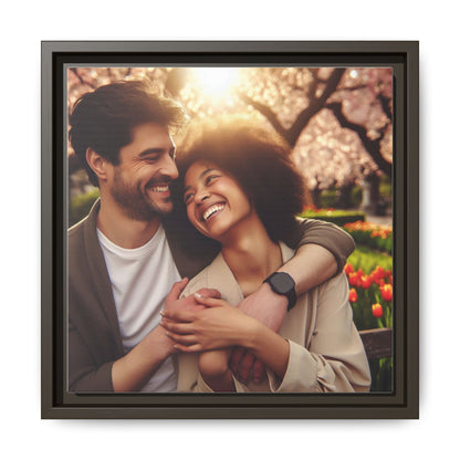 Framed Matte Canvas Print — Romantic Couple Photo Wall Art (Square)