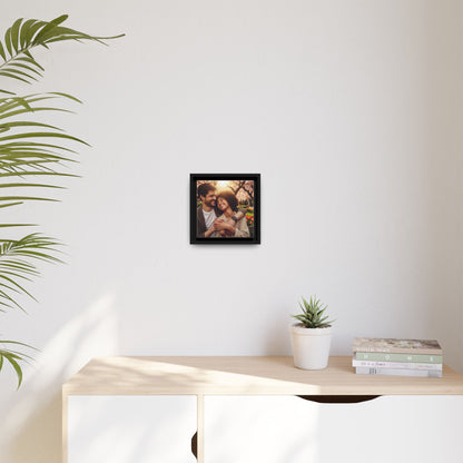 Framed Matte Canvas Print — Romantic Couple Photo Wall Art (Square)