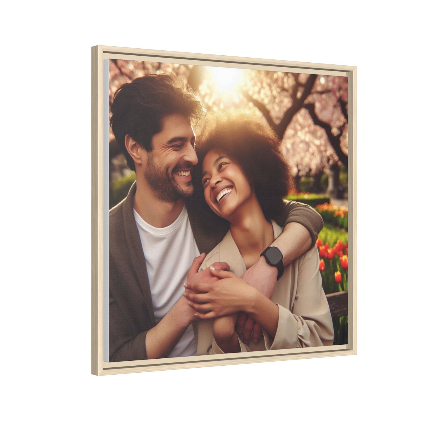 Framed Matte Canvas Print — Romantic Couple Photo Wall Art (Square)