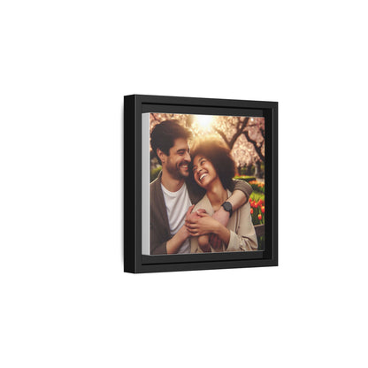 Framed Matte Canvas Print — Romantic Couple Photo Wall Art (Square)