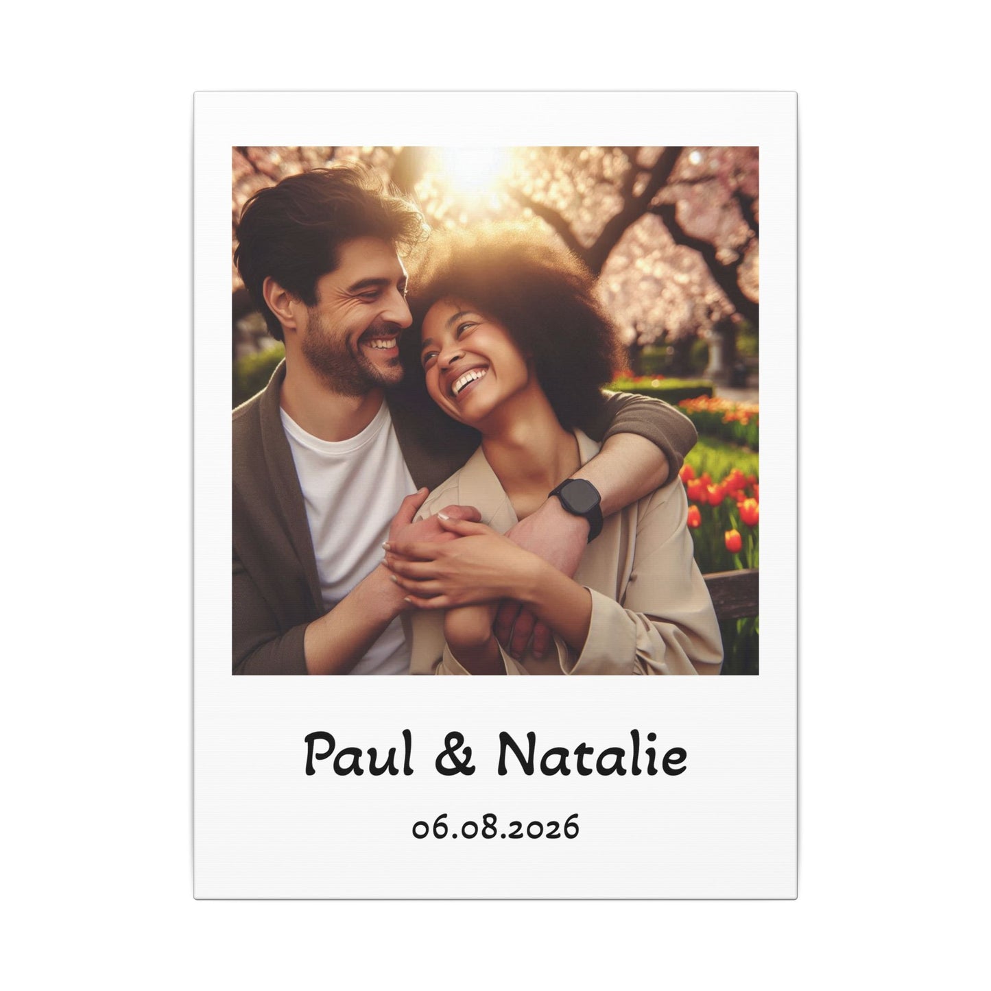 Personalized Polaroid Photo Canvas — Custom Names & Date